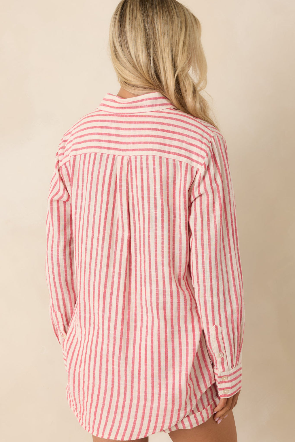 Z Supply Saturdays Red Stripe Cotton Gauze Shirt