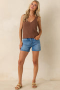 Z Supply Acadia Chestnut Brown Cotton Blend Sweater Tank