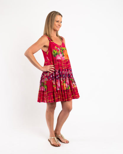Round Neck Summer Garden Above the Knee Panel Dress