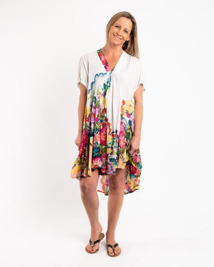 Loose Flowing Cap-sleeve A-line Dress
