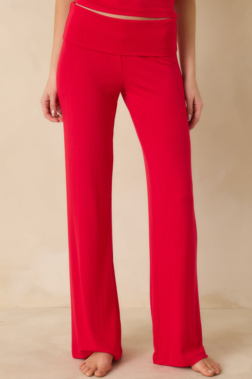 Z Supply Kiss Me Red Essential Fold Over Pants