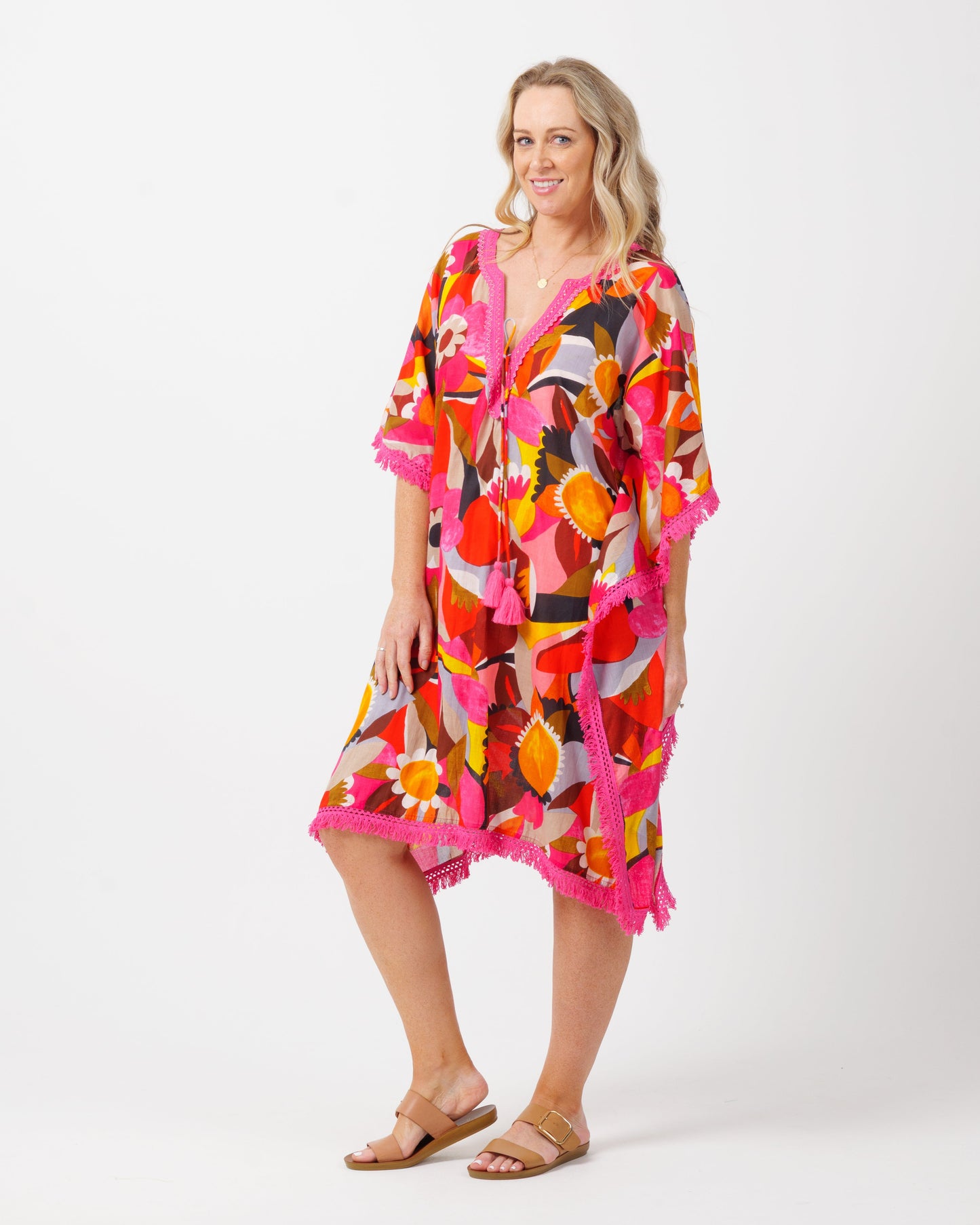 Bedarra Kaftan Dress in Bold Floral