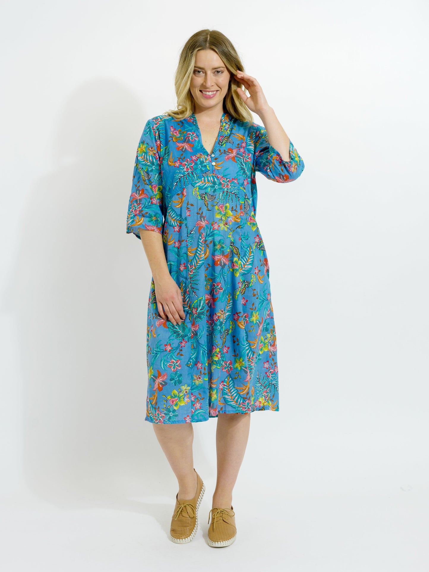 Mareeba Dress in Blue Garden