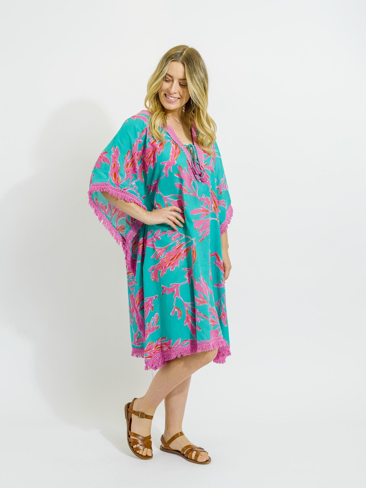 Bedarra Kaftan in Pink Coral