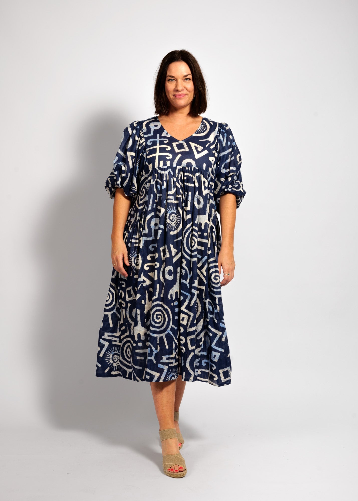 Amalia Dress in Blue Symbols