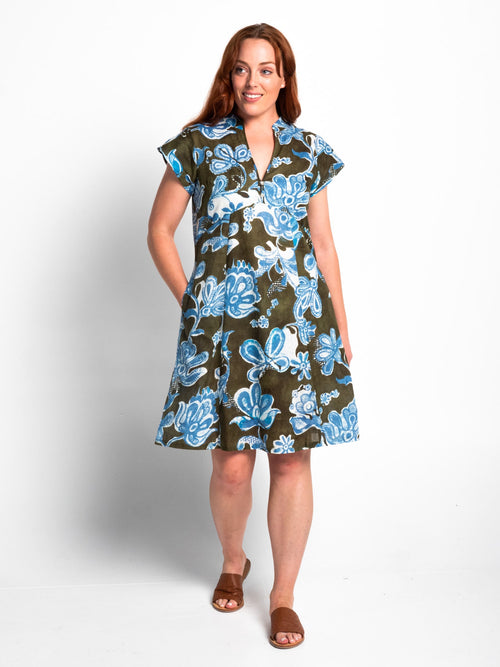 Mareeba Dress Cap Sleeve in Kale Floral