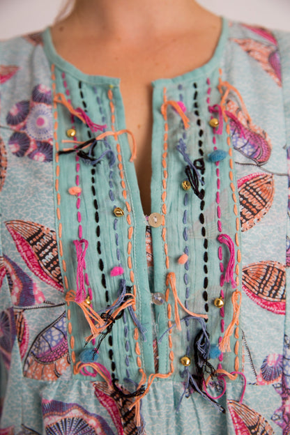 Bangalow Boho Dress in Aqua