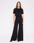 Ponte Knit Long Wide Leg Pant
