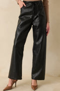 In The Mix Black Faux Leather Wide Leg Pants