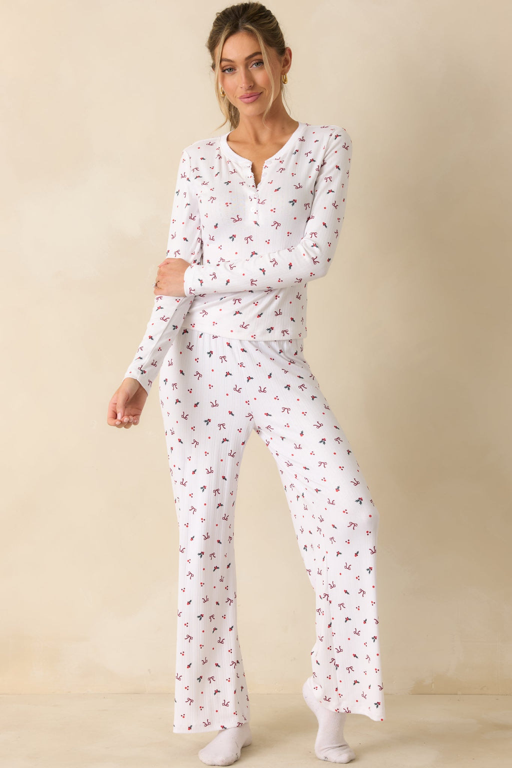 Z Supply White Multi Luxe Holly Pointelle Pajama Pants