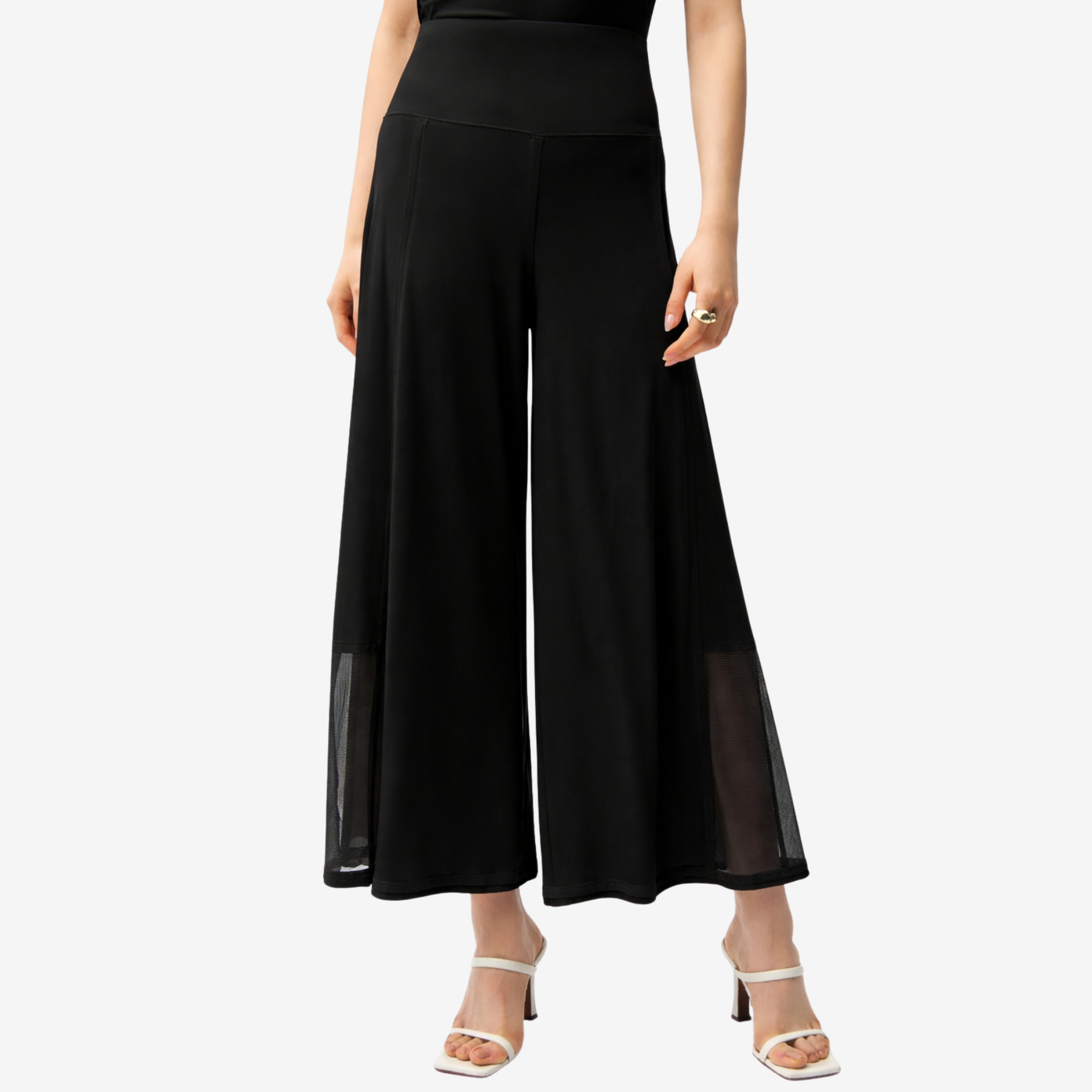 Joseph Ribkoff Silky Knit Mesh Insert Wide Leg Pull-On Pants