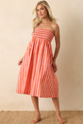 Paradisa Siesta Key Pink & Orange Stripe Linen Blend Convertible Dress