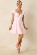 Love Is In the Air Peony Pink Cotton Peasant Mini Dress