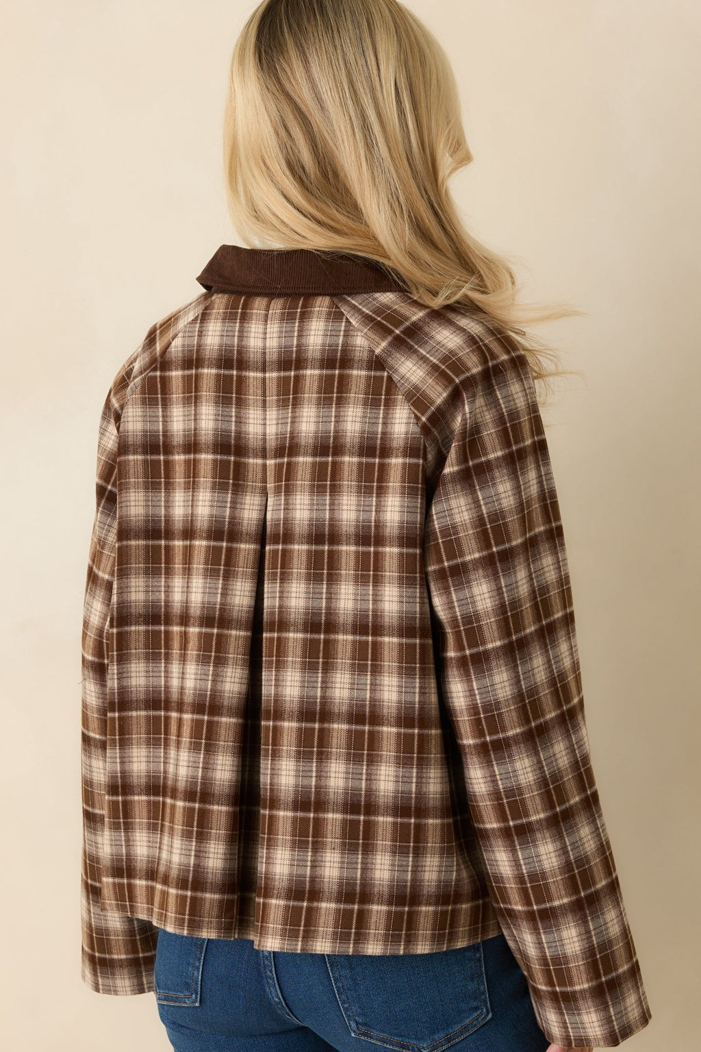 Winding Roads Brown Plaid Zip Up Jacket