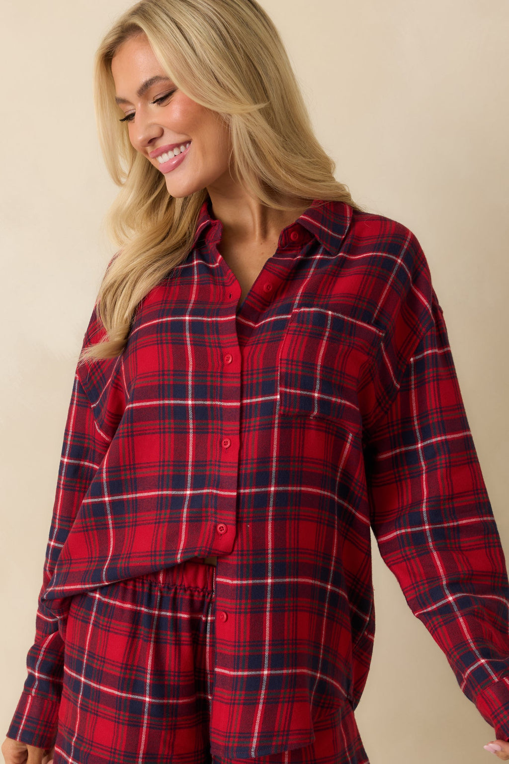 Z Supply Haute Red River Plaid Button Up Flannel Top