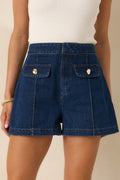 No Notes Needed Indigo Cotton Denim Shorts