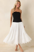 It's a Classic Black & White Cotton Eyelet Strapless Midi Dress