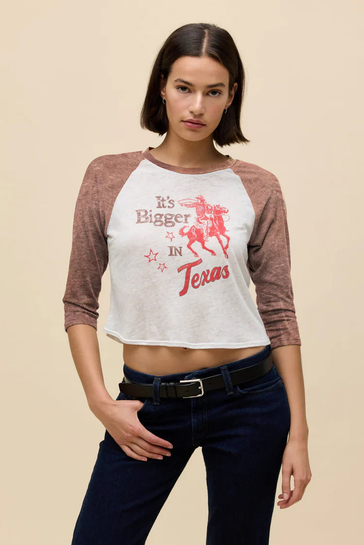 Its Bigger In Texas Burnout Raglan Tee