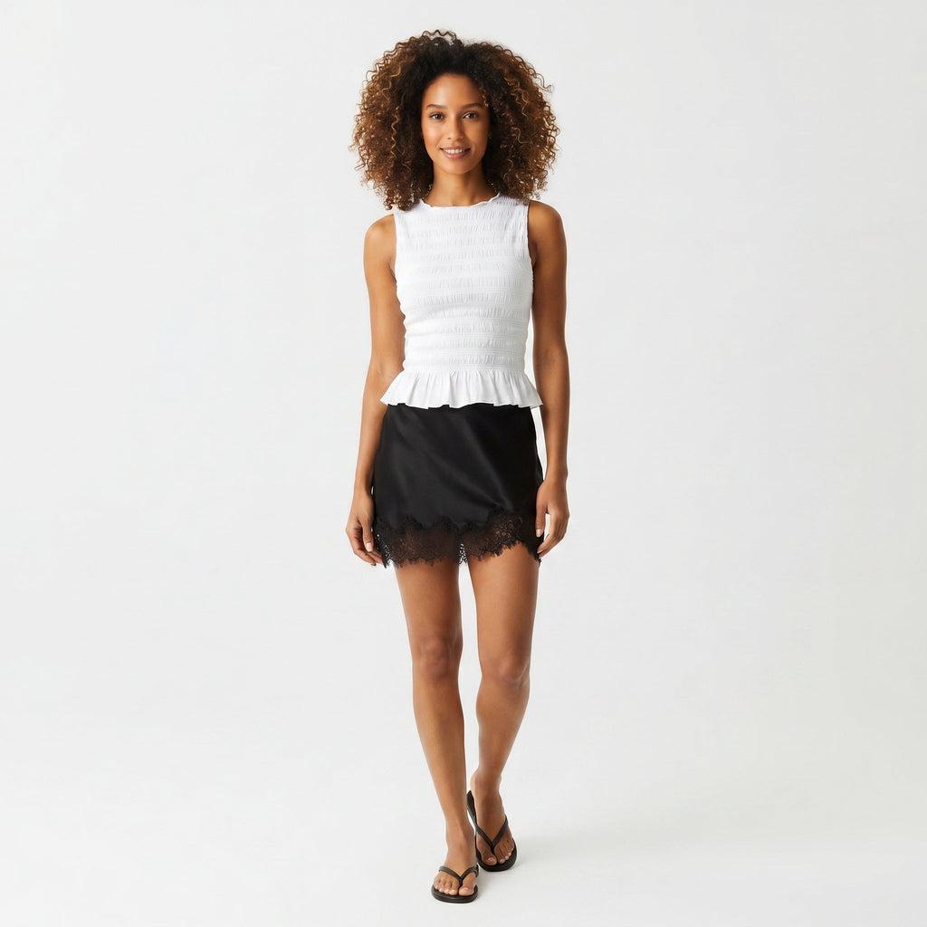 Everyday Satin Lace Mini Skirt