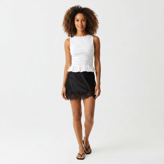 Everyday Satin Lace Mini Skirt