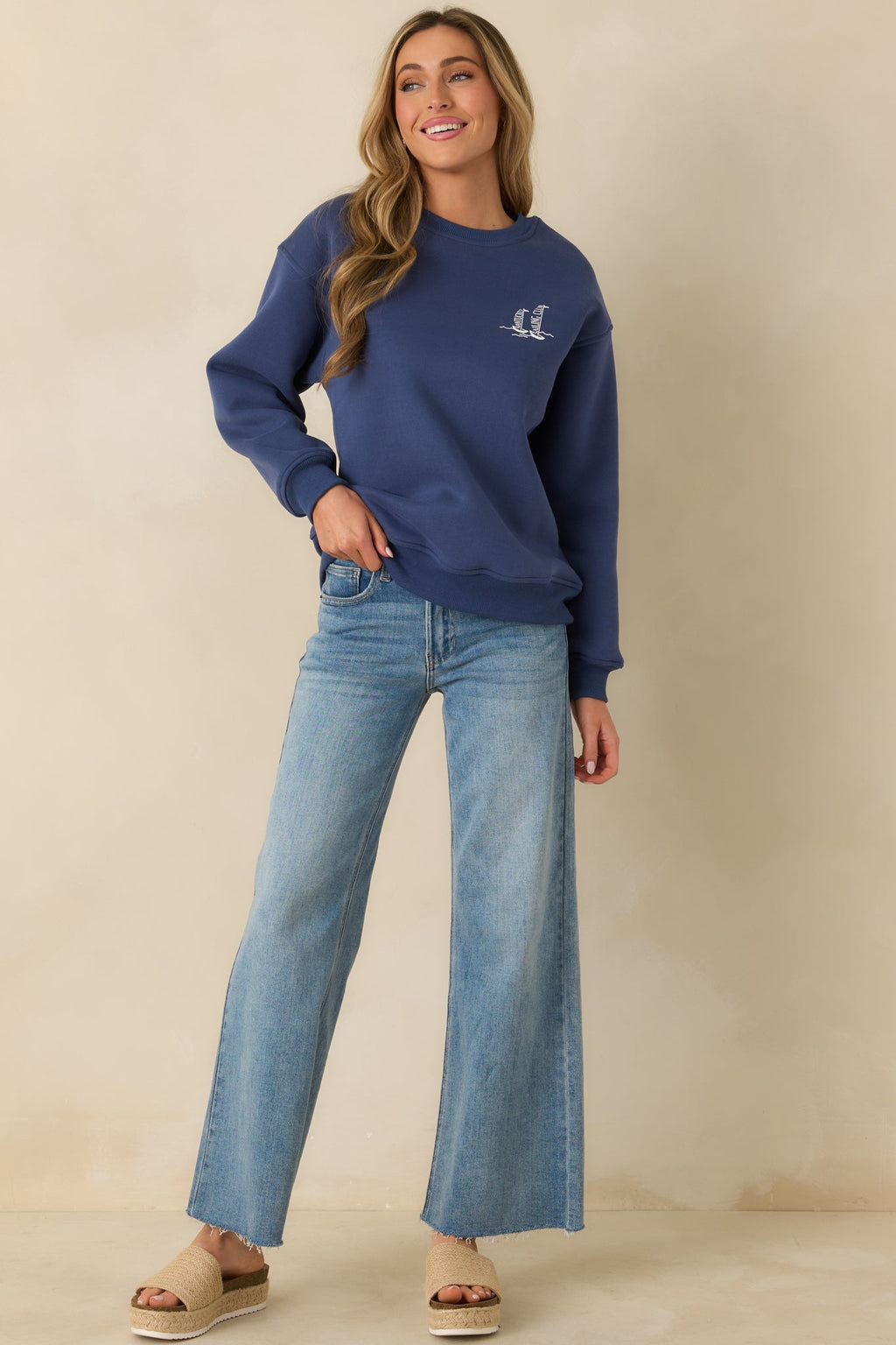 Nantucket Sailing Club Washed Navy Blue Crewneck Sweatshirt