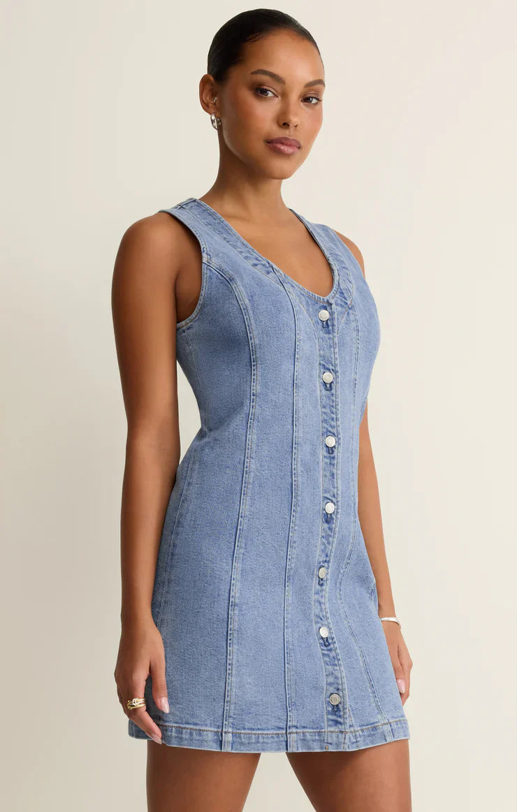 Jolie Denim Seamed Mini Dress