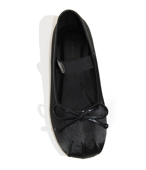 Black Satin Mary Jane Flats