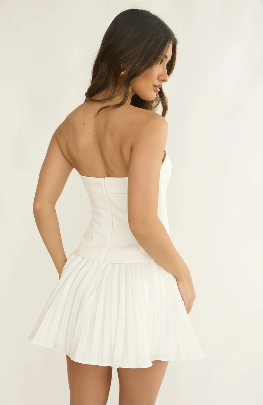 Strapless Pleated Mini Dress
