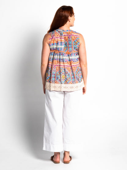 Chilli Short Top in Kaleido Orange