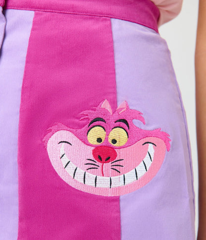 Disney Alice In Wonderland Collection By Smak Parlour Purple Cheshire Cat Corduroy Mini Skirt