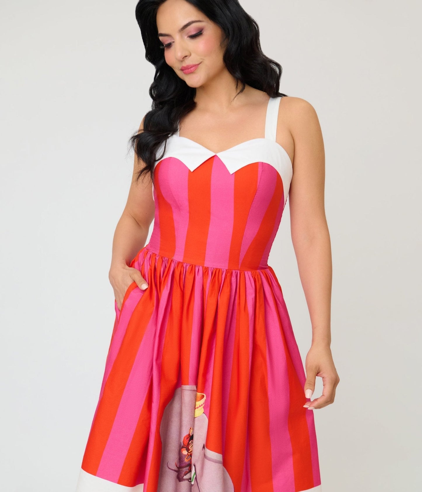 Disney Dumbo Collection by Unique Vintage Red & Pink Stripe Dumbo Swing Dress