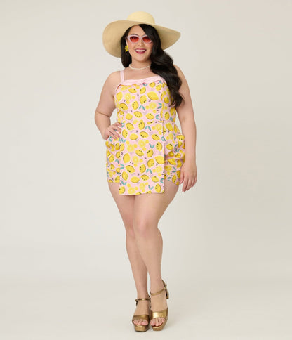 Disney Food Collection by Unique Vintage Plus Size Pink Lemonade Skirted Dolly Romper
