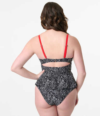 Disney Princess Collection by Unique Vintage Black & White Princess Print Swim Bottoms