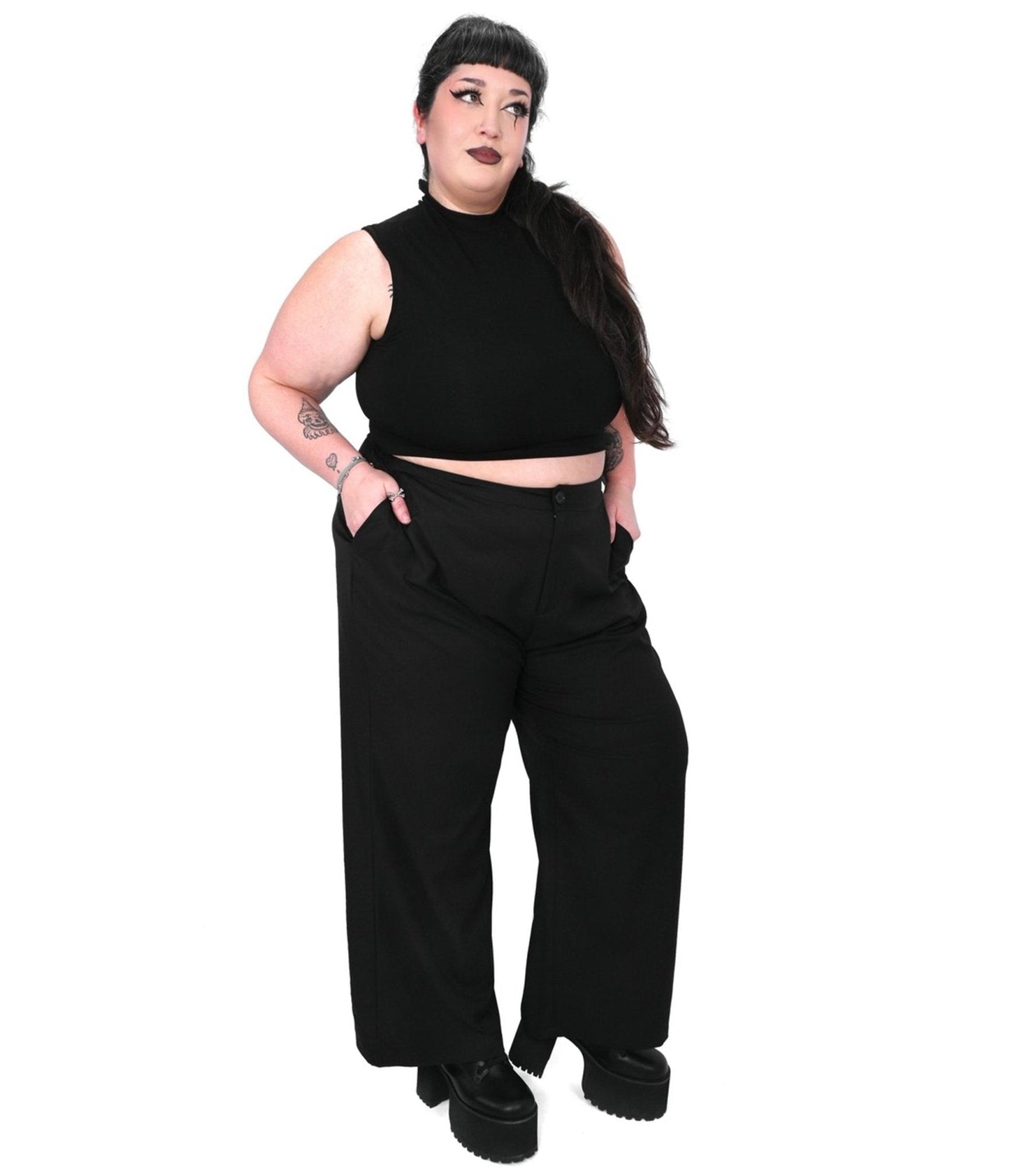Foxblood Black Wide Leg Trousers
