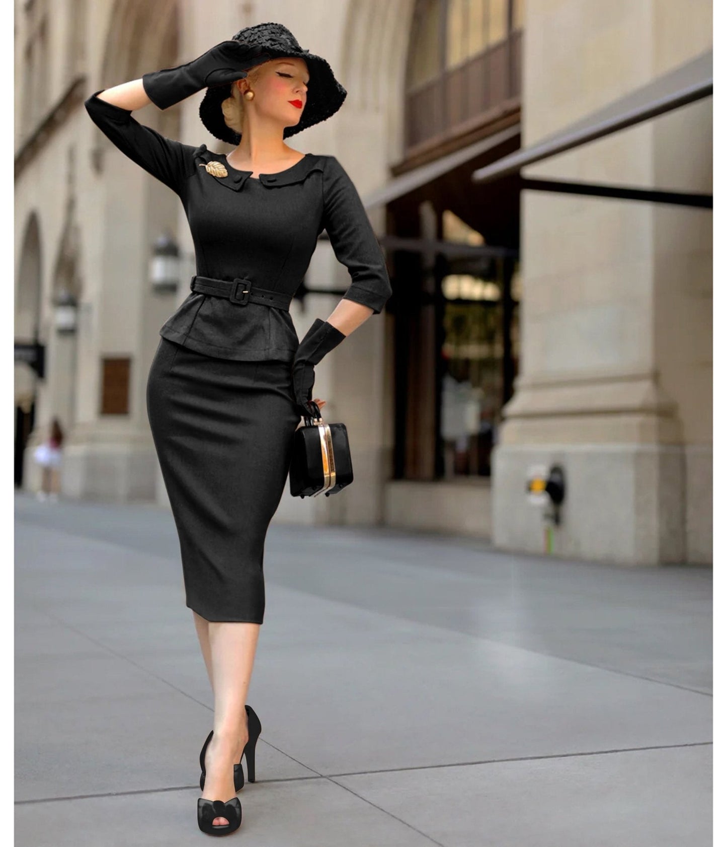 Heart My Closet 1950s Black Scarlet Suit & Pencil Skirt