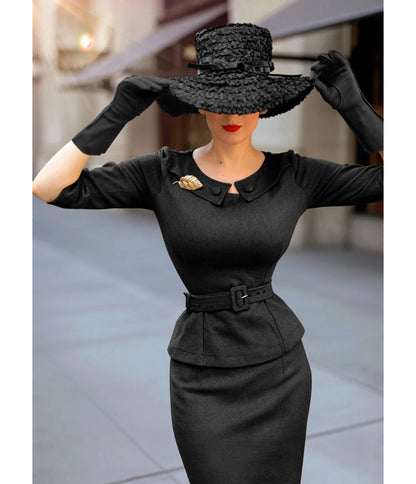 Heart My Closet 1950s Black Scarlet Suit & Pencil Skirt