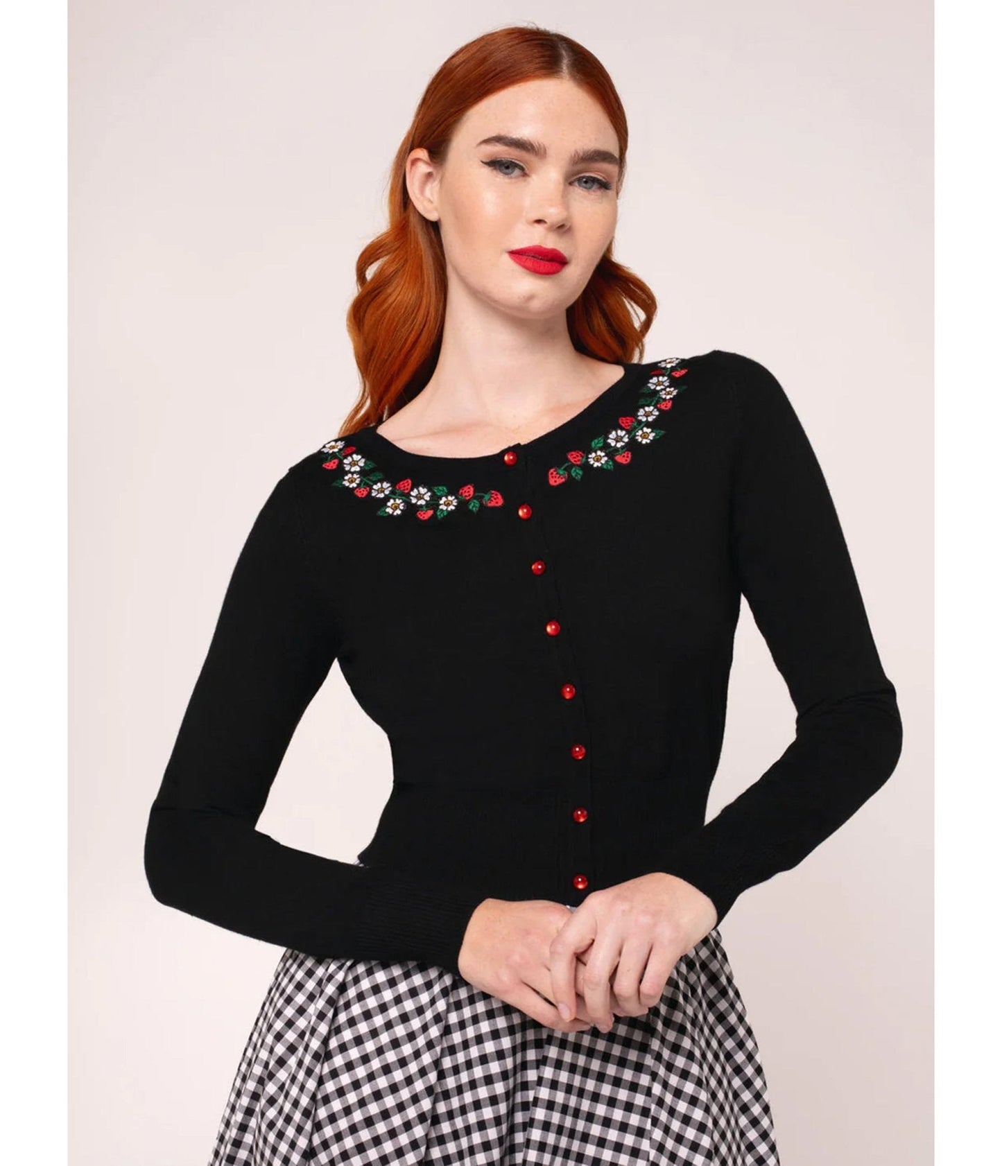 Hell Bunny Black Strawberry Francois Cardigan