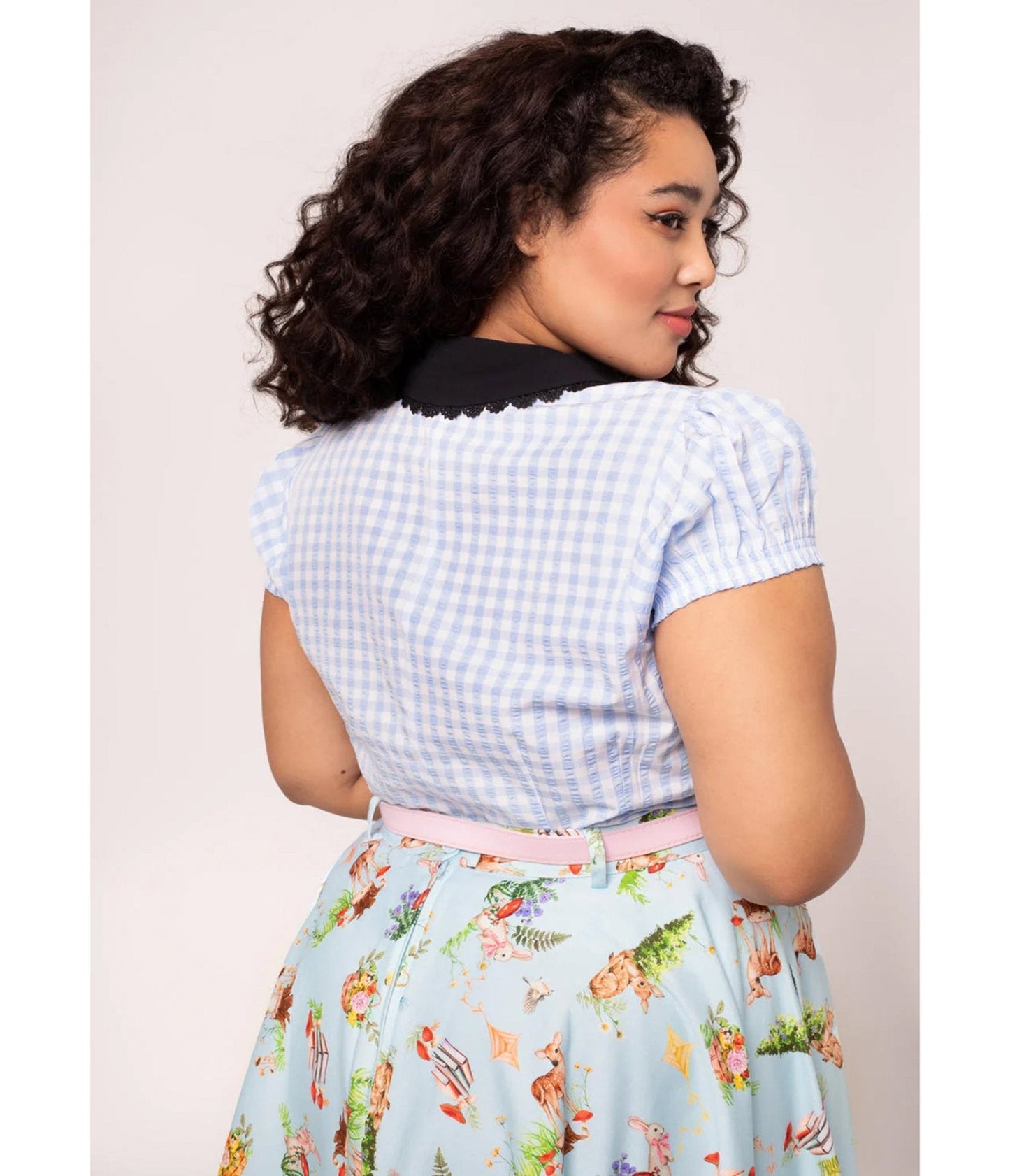 Hell Bunny Blue Gingham Beatrix Blouse