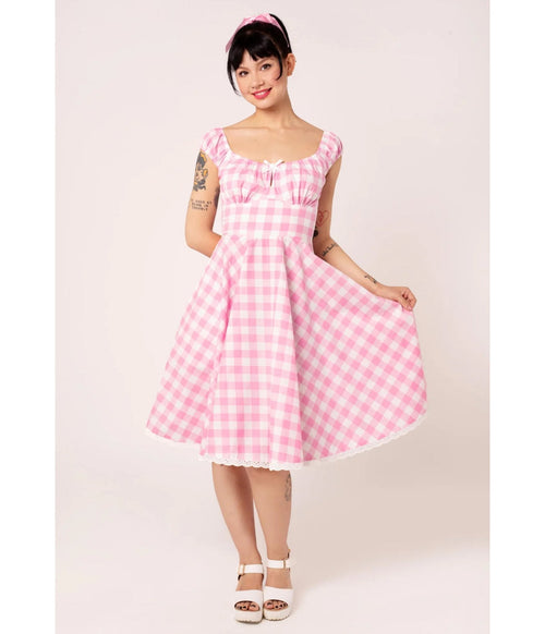 Hell Bunny Pink Gingham Swing Dress