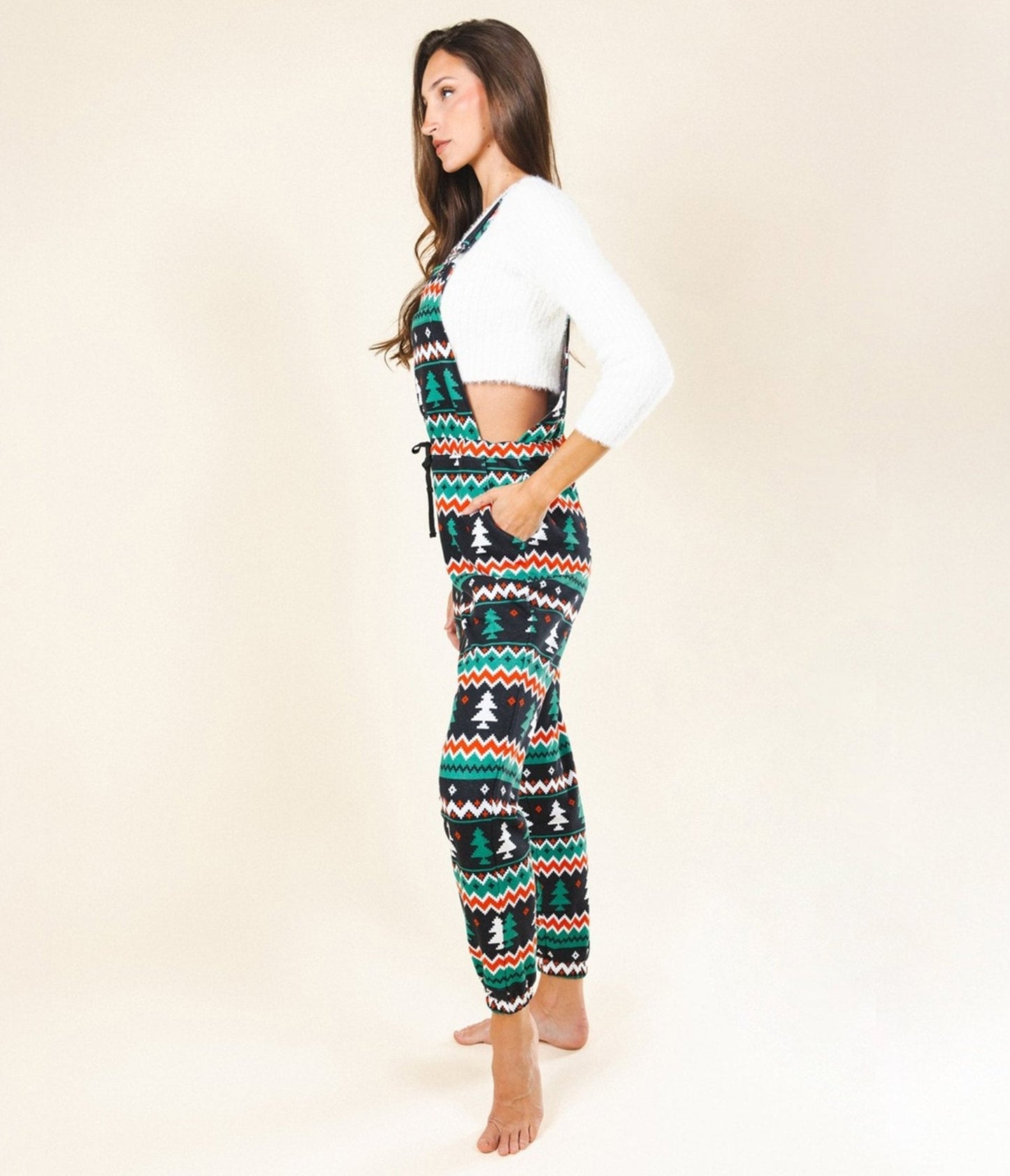 Holiday Fair Isle Pajama Overalls