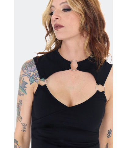 Jawbreaker Black O-Ring Cutout Knit Top