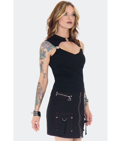 Jawbreaker Black O-Ring Cutout Knit Top