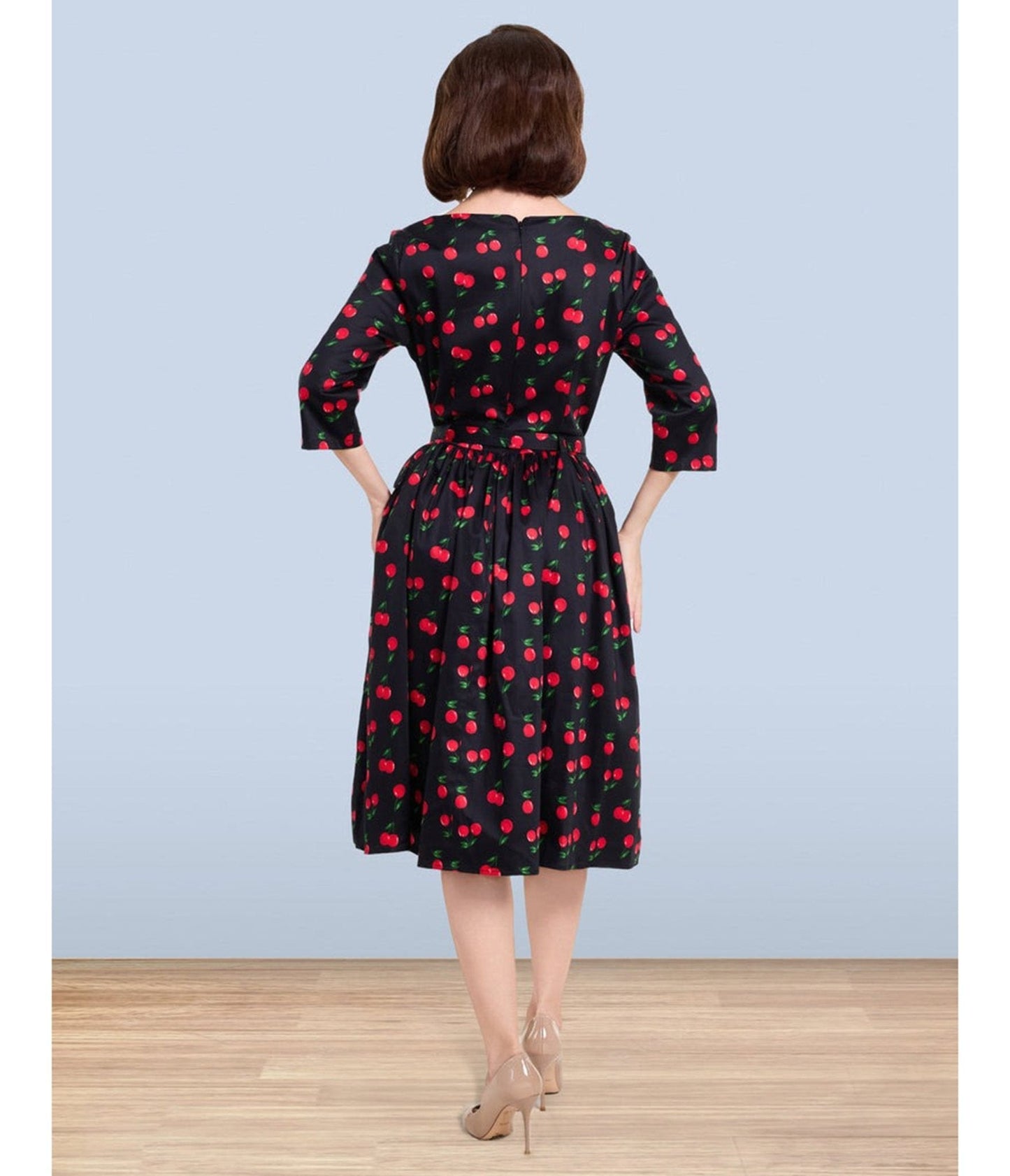 Lindy Bop Black Cherry Print Audrey Dress