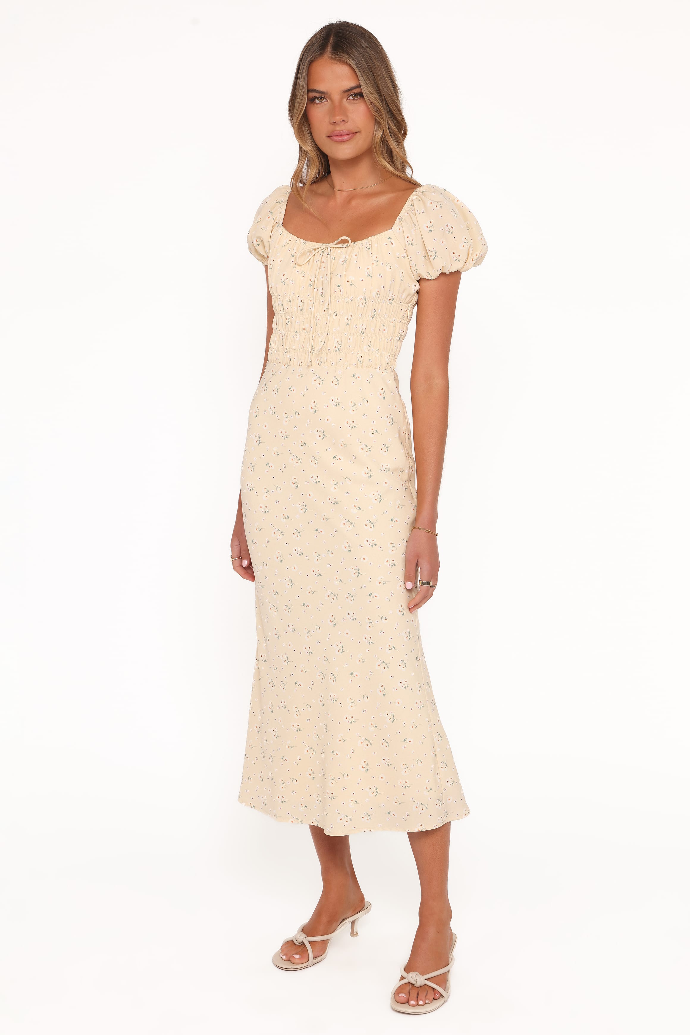 Teigan Midi Dress - Yellow Floral