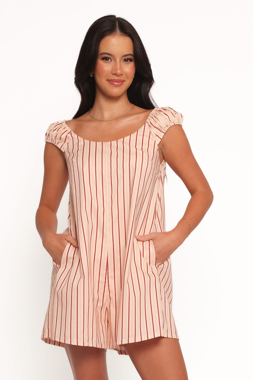 Scobbie Romper - Pink Stripe