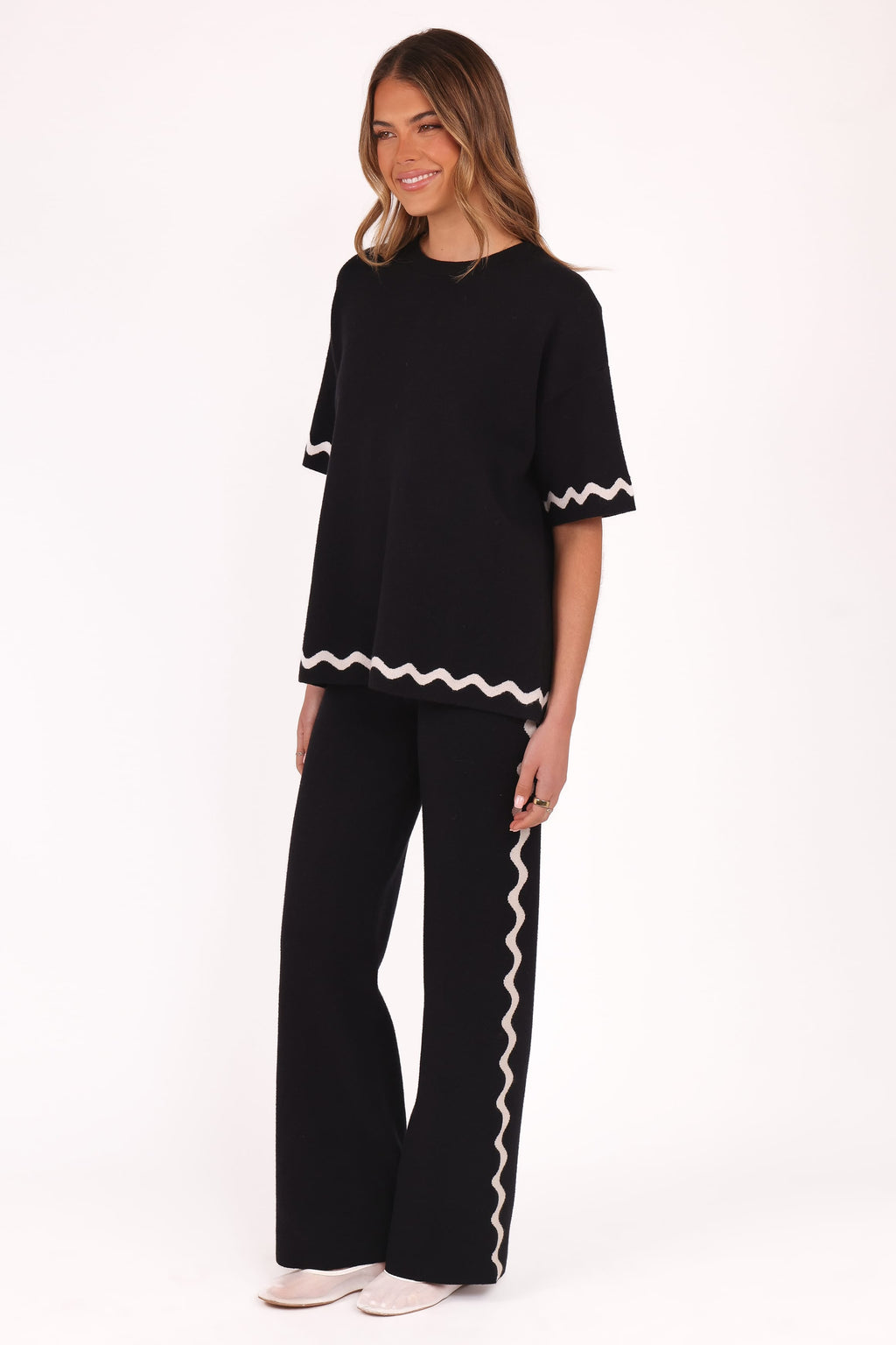 Vespa Knitted Tee - Black White