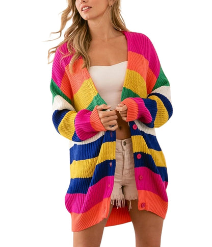 Rainbow Oversized Chunky Cardigan