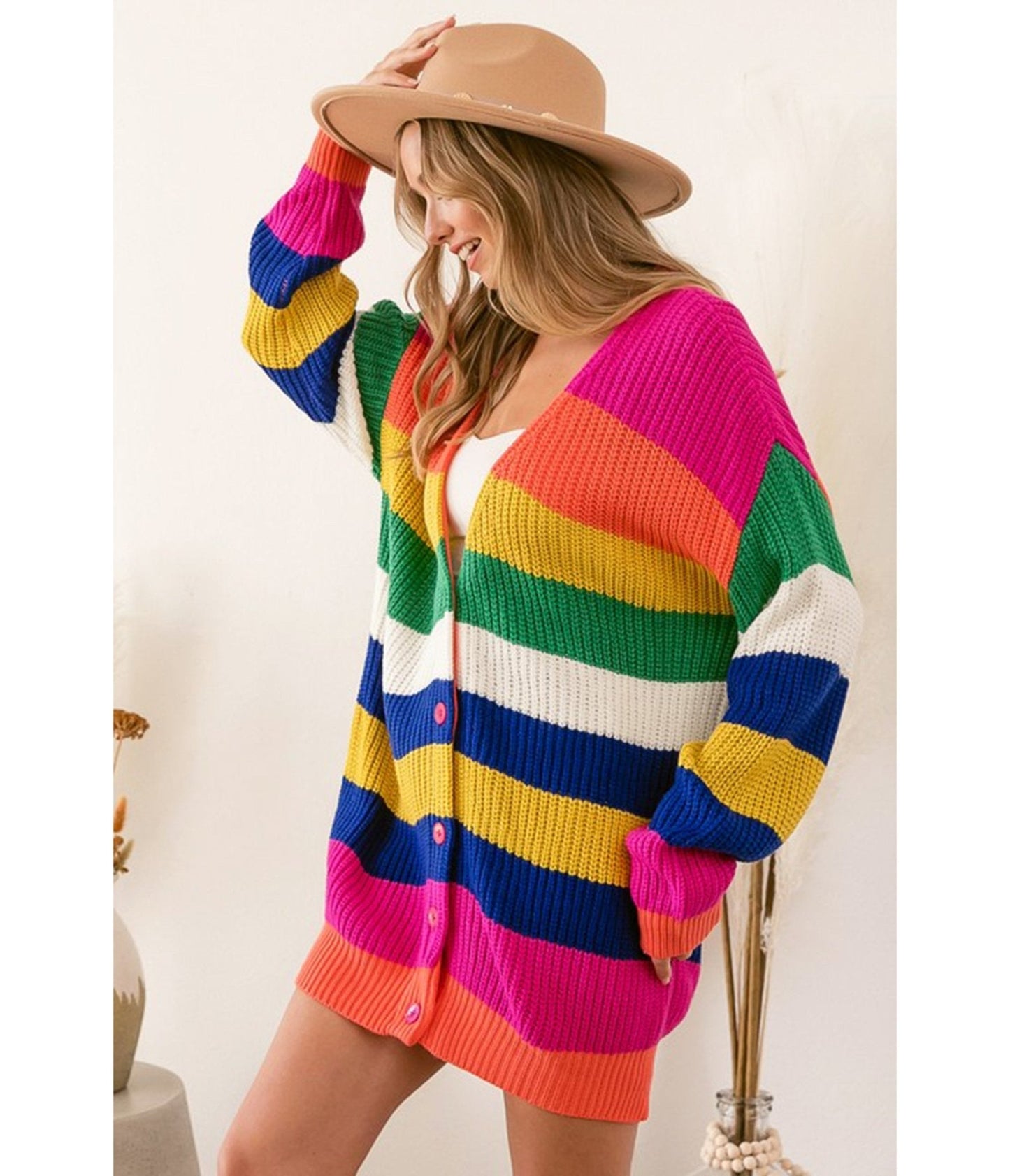 Rainbow Oversized Chunky Cardigan