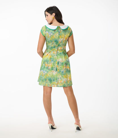 Smak Parlour Green Painted Garden Fit & Flare Dress
