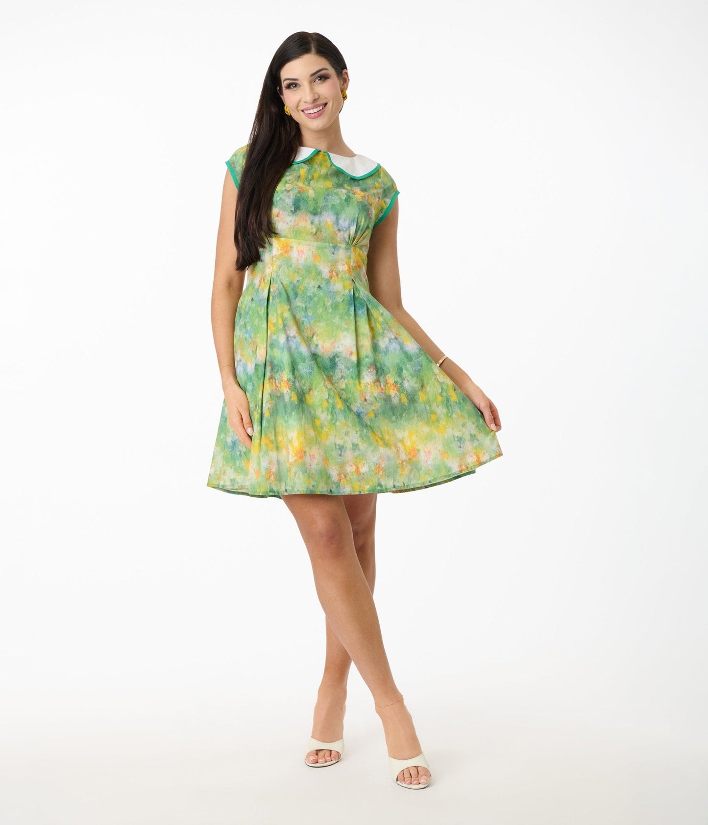 Smak Parlour Green Painted Garden Fit & Flare Dress